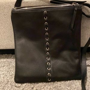 Black leather coach crossbody bag